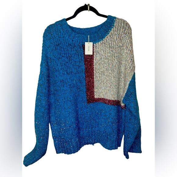 1Prima NWT from Nordstrom XXL metallic geometric sparkle sweater - Picture 1 of 6